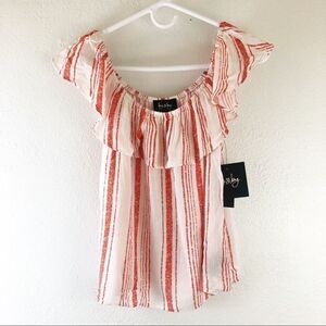 By&By off the Shoulder stripe red and white top size XS